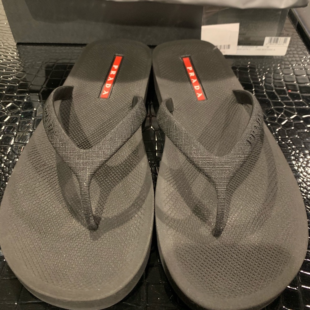 Men’s Prada Black Flip Flops